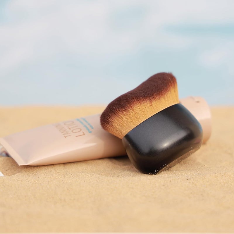 DRIPOO Oversize Body Blending Brush for Self Tanner, Full Body Makeup & Contour Blending - 80mm Dense Oval Kabuki Head Ensures Even, Streak-Free Coverage, Leg Shoulder Application (Black) - Image 3